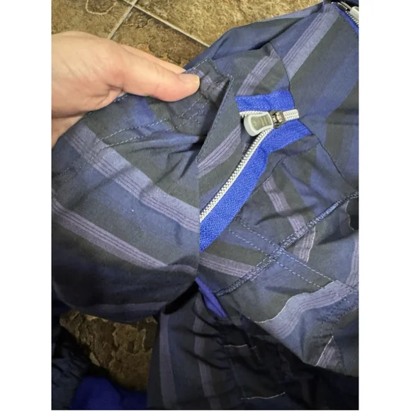 Lululemon Women's 4 Blue Black Striped Zip Front Run Hustle Jacket Packable Hood - Picture 9 of 14